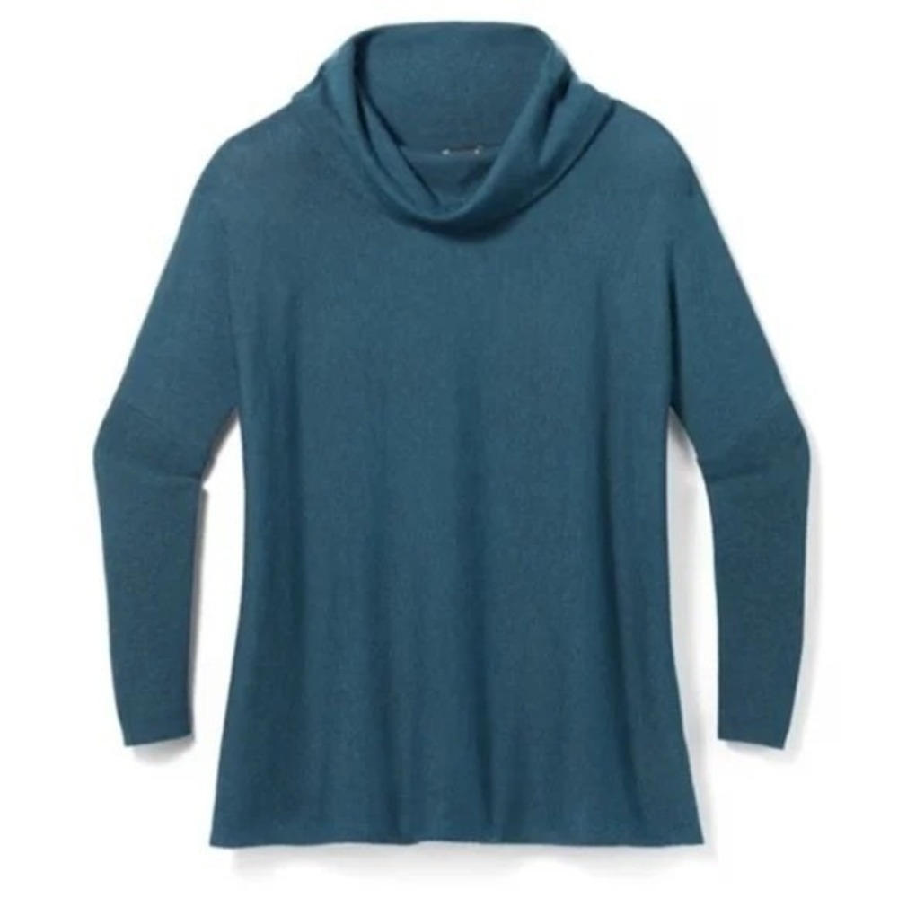 Smartwool Womens Edgewood Poncho Cowl Neck Merino Wool Blend Sweater Teal Size M